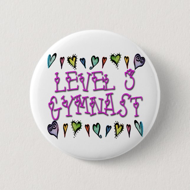 Level 3 Gymnast hearts Pinback Button (Front)