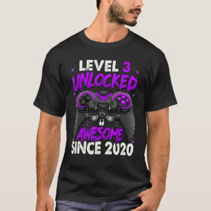 Level 3 Unlocked Awesome Since 2020 3rd Birthday G T-Shirt