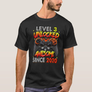Level 3 Unlocked Awesome Since 2020 3rd Birthday G T-Shirt