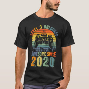 Level 3 Unlocked Funny 3rd Birthday Gamer 2020 Boy T-Shirt