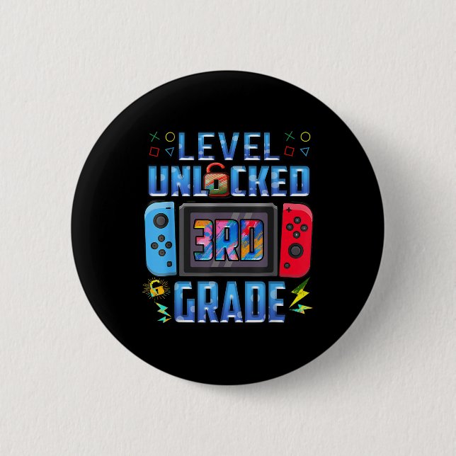 Level 3rd Grade Unlocked Back To School First Day  Button (Front)