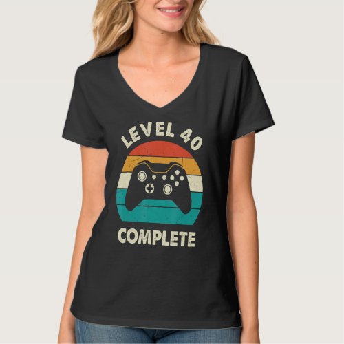 Level 40 Complete Video Gamer  40th Wedding Aniver T_Shirt