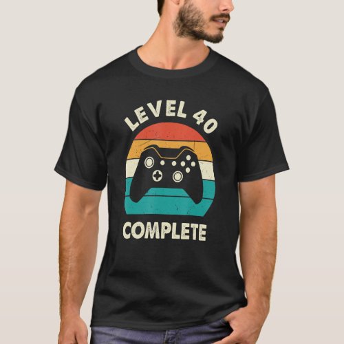 Level 40 Complete Video Gamer  40th Wedding Aniver T_Shirt