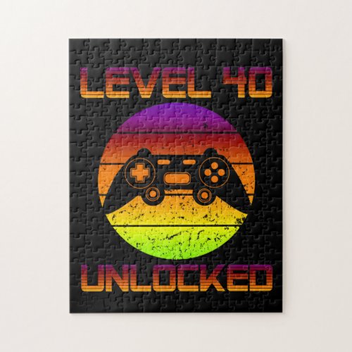 Level 40 Unlocked 40th Video Gamer Birthday Gift Jigsaw Puzzle