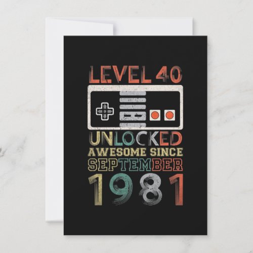 Level 40 Unlocked Awesome September since 1981 Invitation