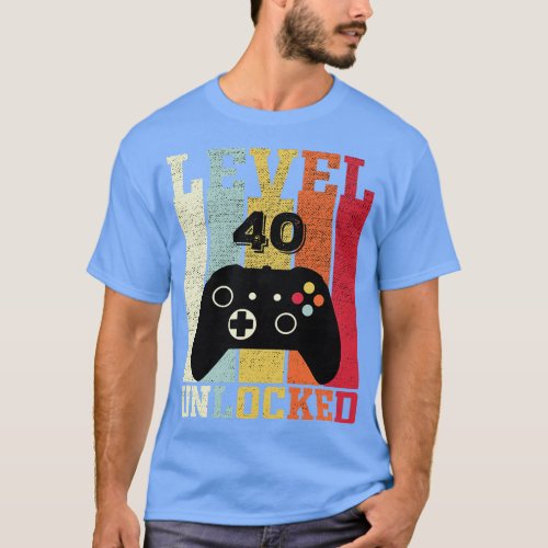 Level 40 Unlocked Funny Video 40th Birthday Gift T_Shirt