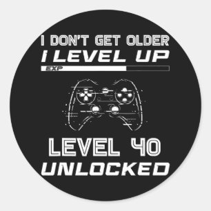 Level 40 Unlocked Gamer 40th Birthday Decorations Classic Round Sticker