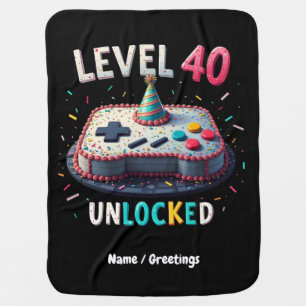 Level 40 Unlocked Gaming Style 40th Birthday Baby Blanket