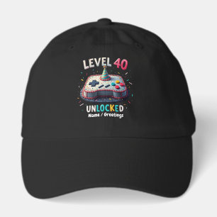 Level 40 Unlocked Gaming Style 40th Birthday Hat