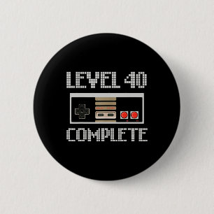 Level 40 Unlocked Shirt Video Gamer 40th Birthday  Button