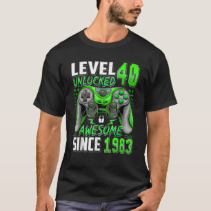 Level 40 Unlocked Since 1983 40th Birthday Video G T-Shirt