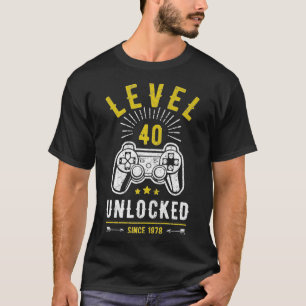 Level 40 Unlocked T 40th Birthday Gamer 40 yo Prem T-Shirt