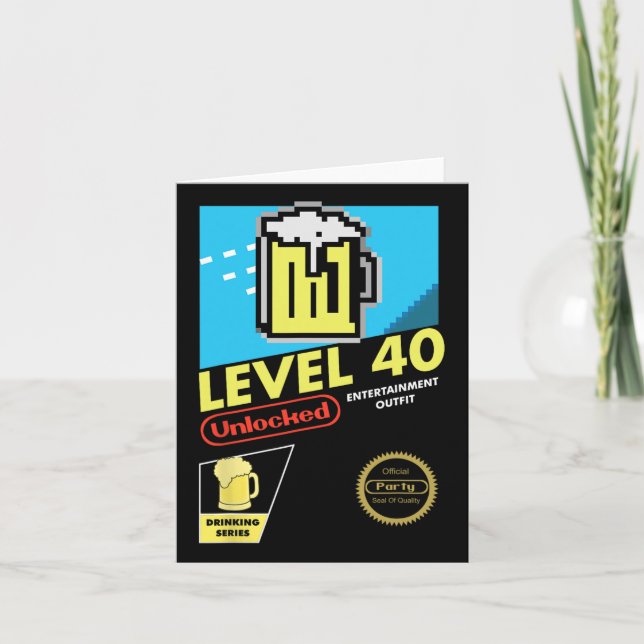 Level 40 Unlocked Video Game 40th Birthday  Card (Front)
