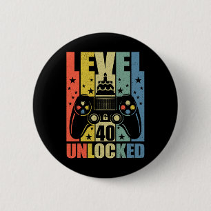 Level 40 Unlocked Video Game 40th Birthday Gamer B Button