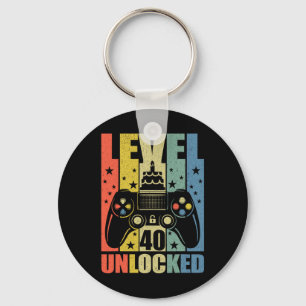Level 40 Unlocked Video Game 40th Birthday Gamer B Keychain