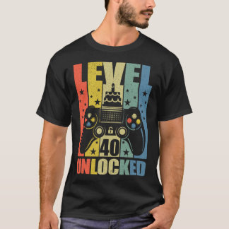 Level 40 Unlocked Video Game 40th Birthday Gamer B T-Shirt