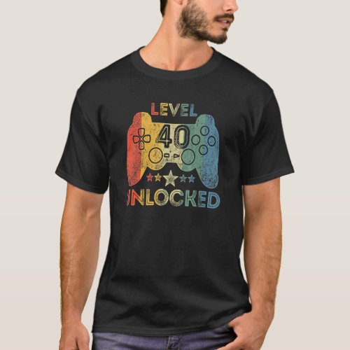 Level 40 Unlocked Video Gamer 40 Years Old 40th Bi T_Shirt