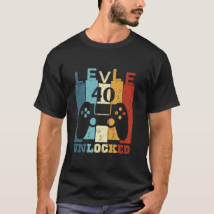 Level 40 Unlocked Vintage Video Game Controller 40 T-Shirt