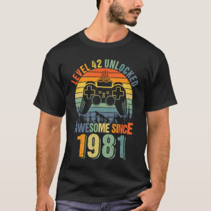 Level 42 Unlocked 42nd Birthday Gamer 1981 Boys G T-Shirt