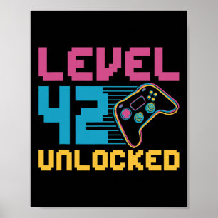 Level 42 Unlocked Gaming Birthday Poster