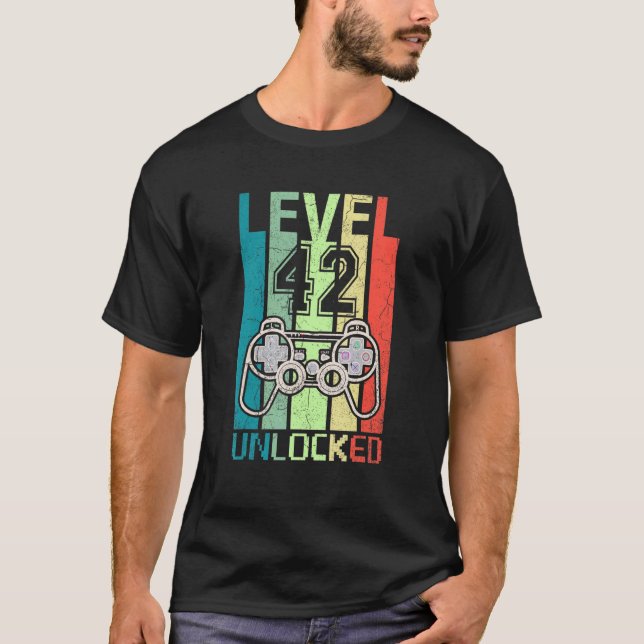 Level 42 Unlocked  Video Gamer 42th Birthday  Tee (Front)