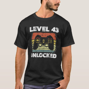 Level 43 Unlocked Video Gamer 43rd Birthday T-Shirt