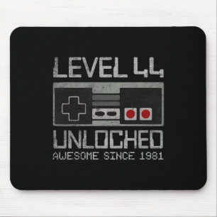 Level 44 Unlocked 44th Birthday 44 Year Old Video  Mouse Pad