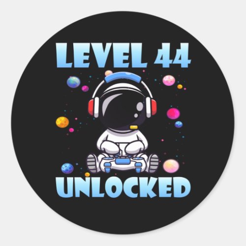 Level 44 Unlocked Video Game 44th Birthday PC Gami Classic Round Sticker