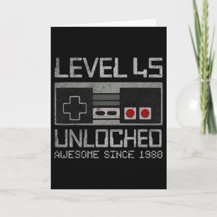 Level 45 Unlocked 45th Birthday 45 Year Old Video Card