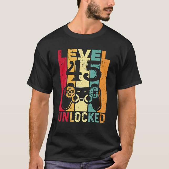 Level 45 Unlocked Awesome 1978 Video Game 45th T-Shirt (Front)