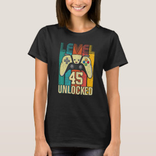 Level 45 Unlocked Video Gamer 45th Birthday T-Shirt