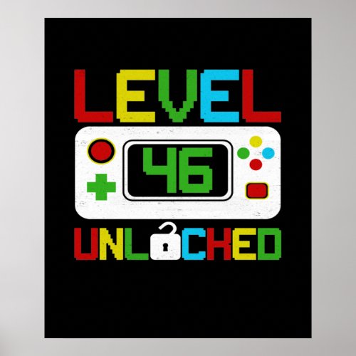 Level 46 Unlocked Video Game 10th Birthday Gift Poster