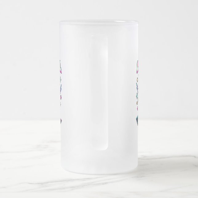 Level 47 Neon Arcade Two-Sided Frosted Glass Beer Mug (Handle)
