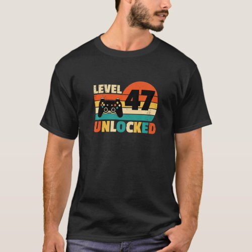 Level 47 Unlocked  Funny Video Gamer Birthday Gami T_Shirt