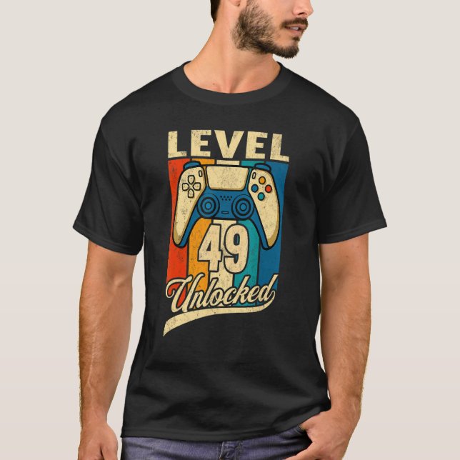 Level 49 Unlocked Awesome Since 1973 49th Birthday T-Shirt (Front)