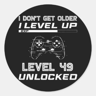 Level 49 Unlocked Gamer 49th Birthday Decorations Classic Round Sticker