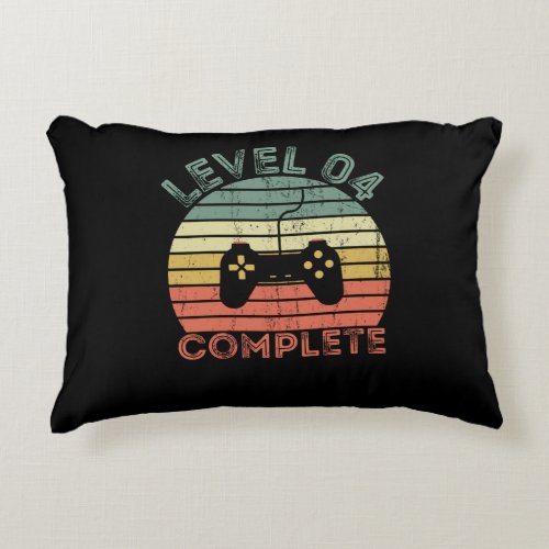 Level 4 complete retro vintage 4th birthday accent pillow