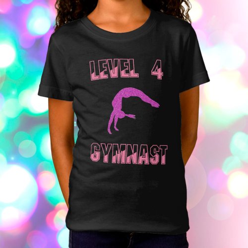 Level 4 Gymnast Pink and Purple Sparkle T_Shirt