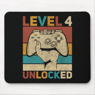 Level 4 Unlocked 4 Year Old Boy Fourth Bday Kid 4t Mouse Pad