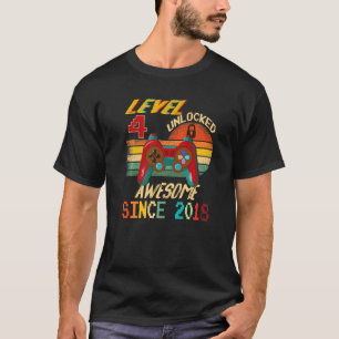 Level 4 Unlocked Awesome Since 2018 4 Years Old Ga T-Shirt