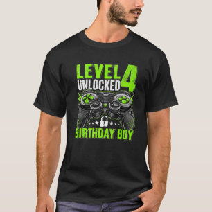 Level 4 Unlocked Birthday Boy 4 Year Old Boys Gami T-Shirt