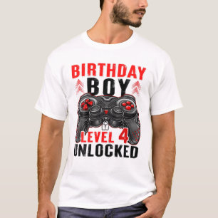 Level 4 Unlocked Birthday Boy 4 Year Old Boys Gami T-Shirt