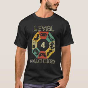 Level 4 Unlocked Video Game Birthday Gift Boys T-Shirt