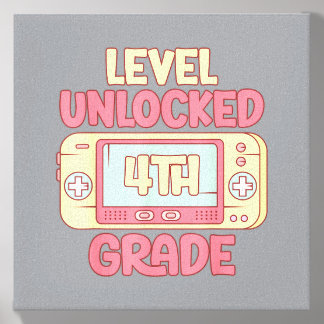 Level 4th Grade Unlocked Back To School First Day Canvas Photo Tile