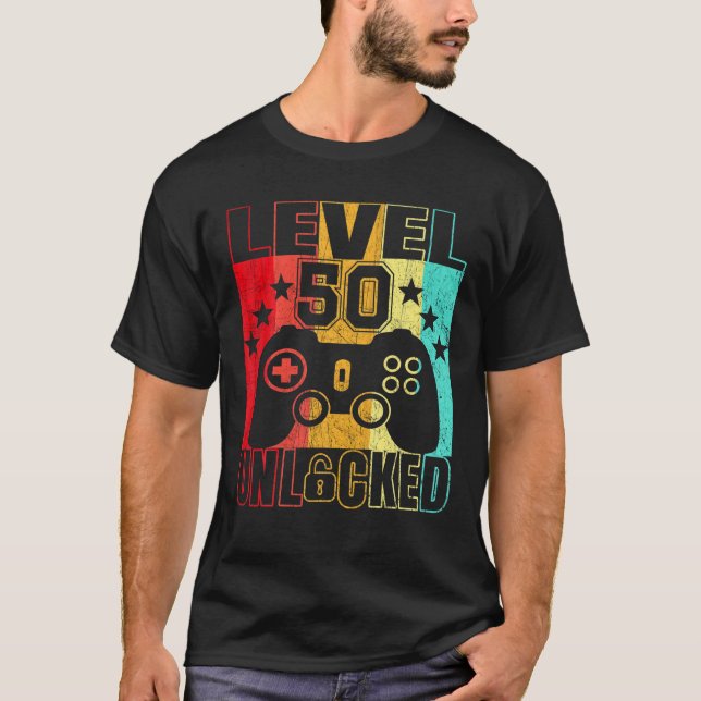 Level 50 50yr BDay Men 50th T-Shirt (Front)