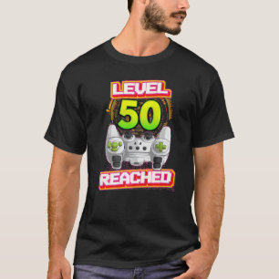 Level 50 Reached Gamer 50th Birthday Video Gaming T-Shirt