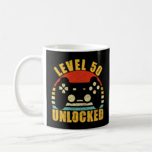 Level 50 Unlocked 50 Years Old Video Gamer 50th Bi Coffee Mug