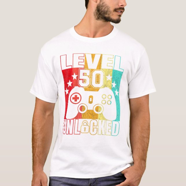 Level 50 Unlocked 50yr BDay Men T-Shirt (Front)