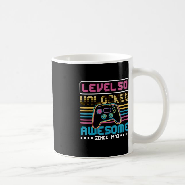 Level 50 unlocked awesome since 1973 Gaming Birthd Coffee Mug (Right)