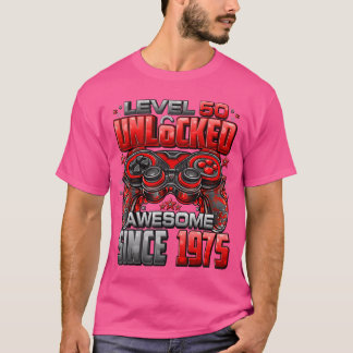 Level 50 Unlocked Awesome Since 1975 50th Birthday T-Shirt